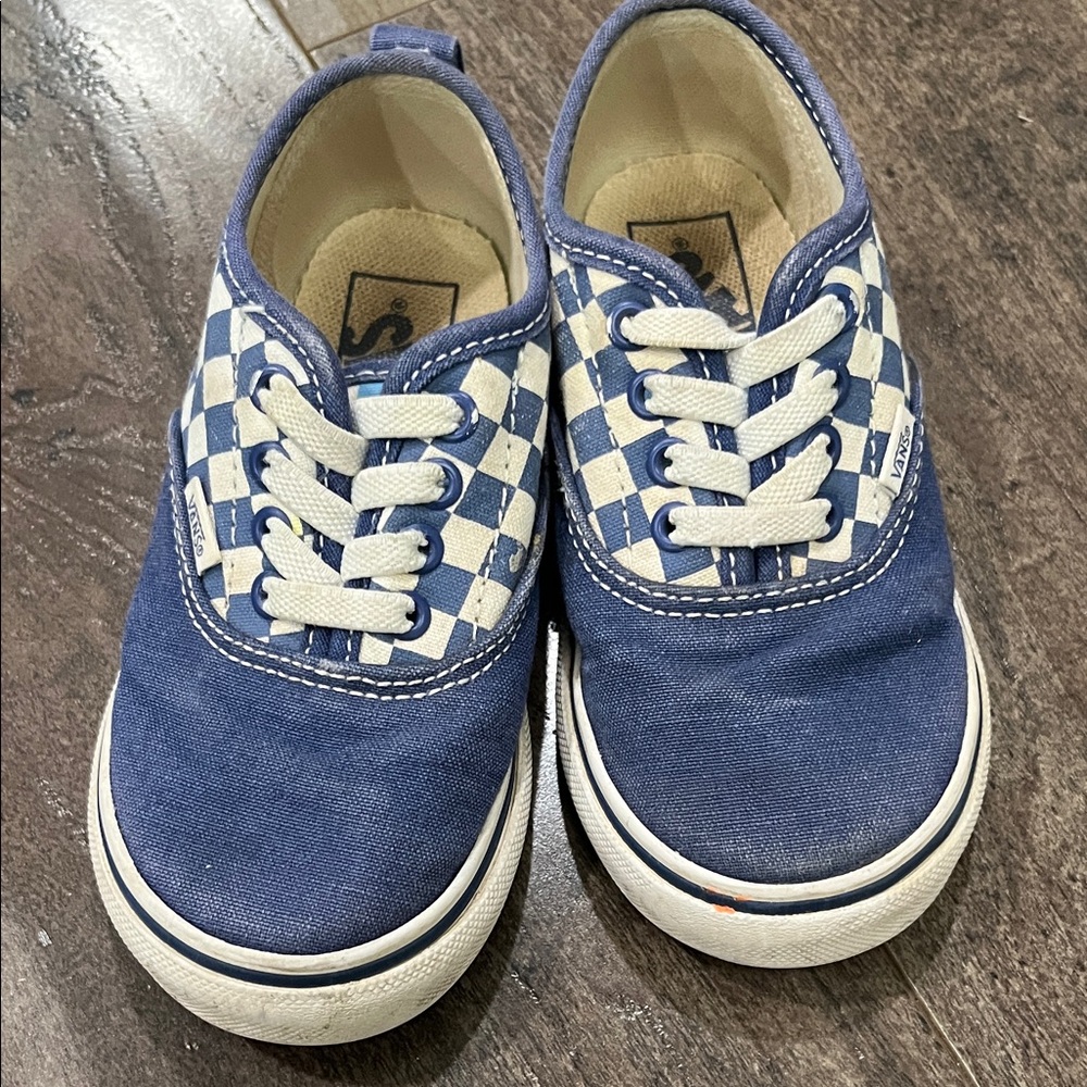 Kids Vans Blue Checkerboard Canvas Sneakers